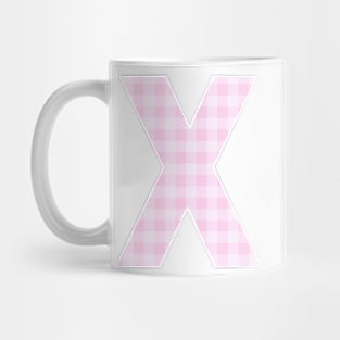 Pink Letter X in Plaid Pattern Background. Mug